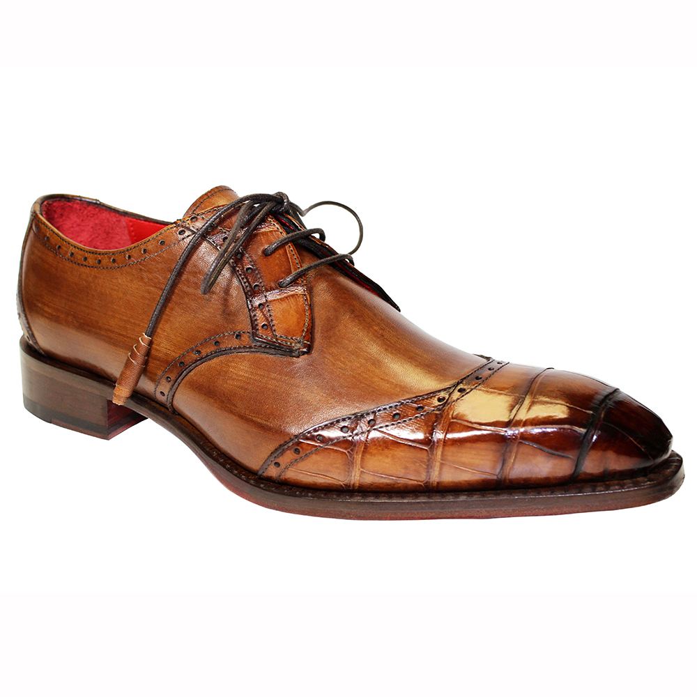 Fennix Italy "Jax" Brown Genuine Alligator / Calf-Skin Leather Shoes. - Click Image to Close